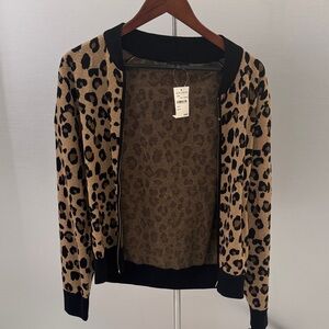 J. Crew Leopard Print Bomber Jacket